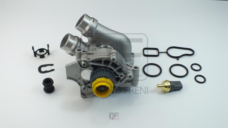 K&uuml;hlmittelpumpenmodul 06H121026DD mit Thermostatgeh&auml;use, Dichtungen, Temperatursensor und Klammern
