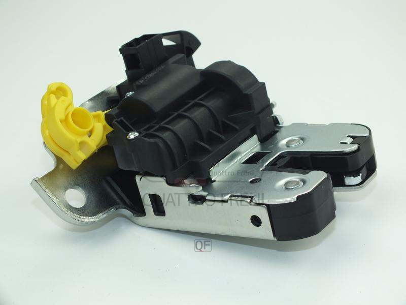 Heckklappenschloss 5NA827506 mit Motorgeh&auml;use, Stecker und gelbem Entriegelungshebel