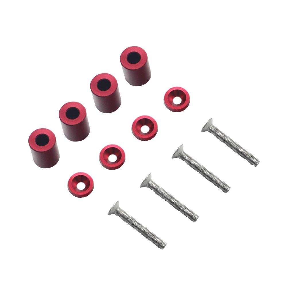 ENGINE HOOD SPACER RISER KIT FOR TURBO CARS ALUMINUM ALLOY 6MM LIFT (RED)